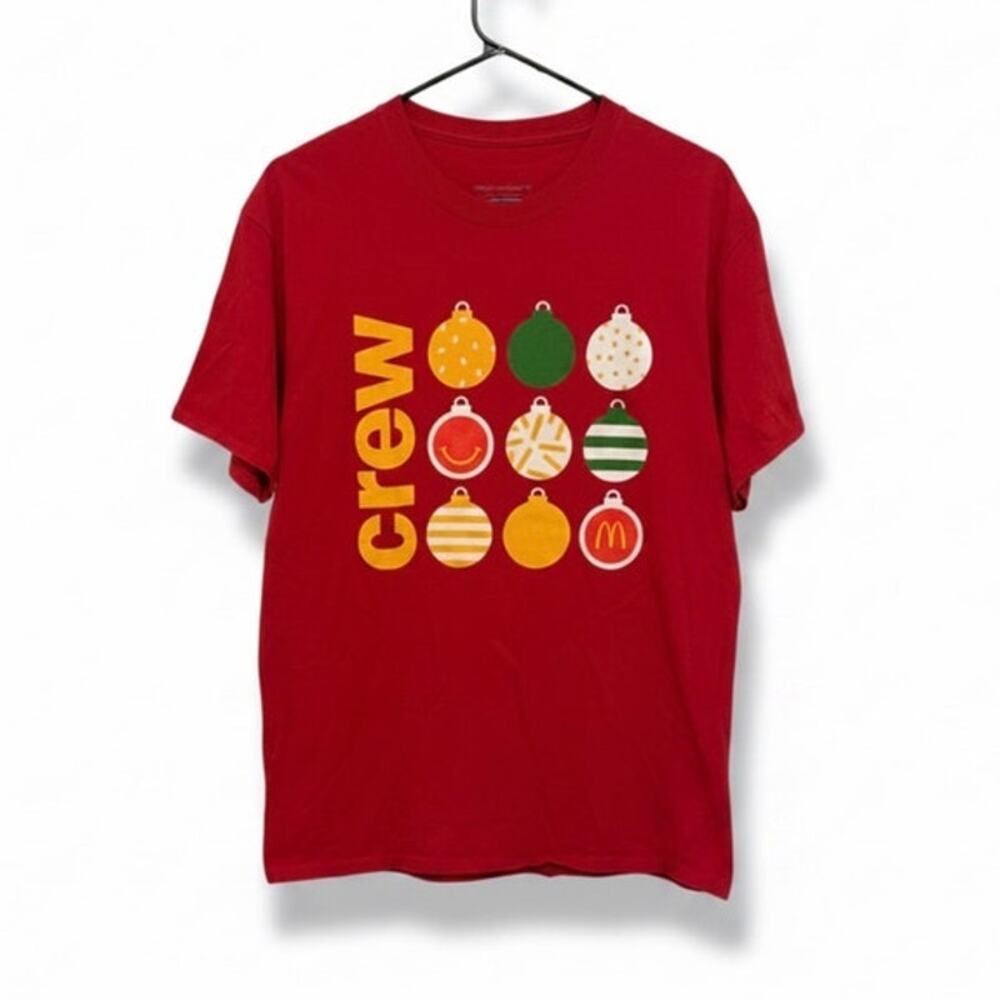 Port & Company Men's Large Red Holiday Crew Neck "Crew" T-Shirt